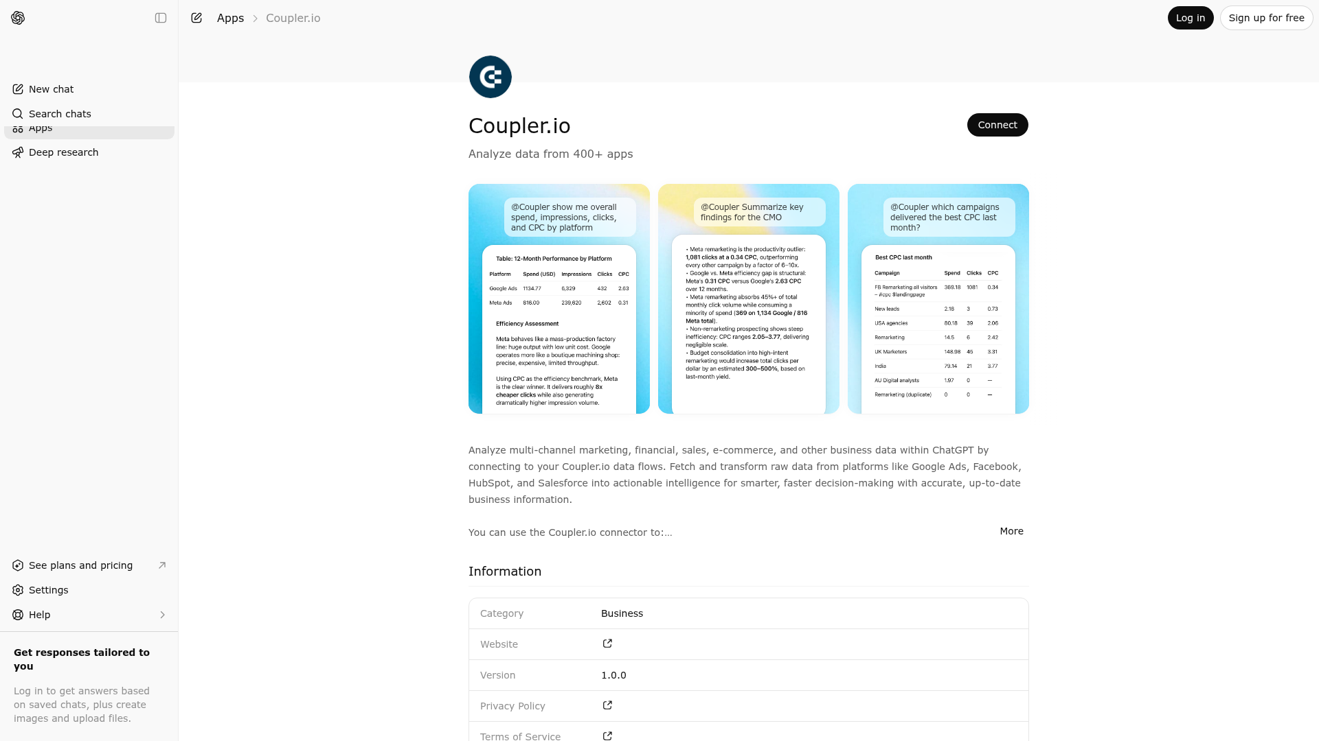 Screenshot of Coupler.io website