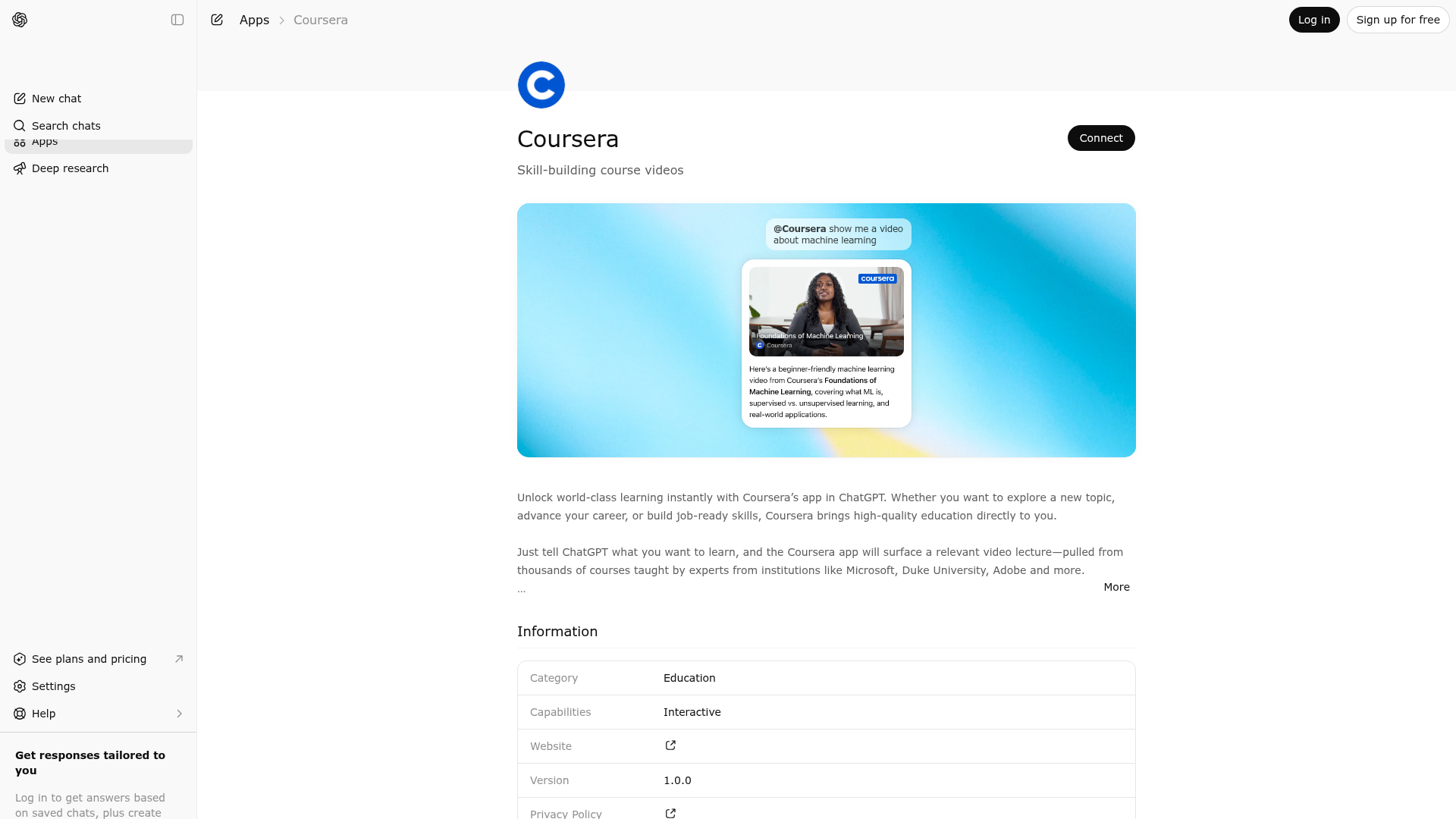 Screenshot of Coursera website