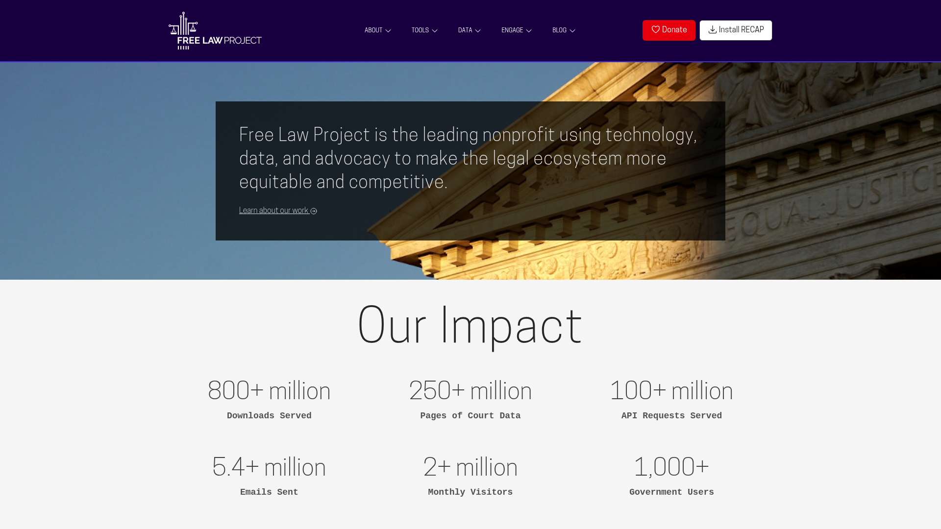 Screenshot of CourtListener website