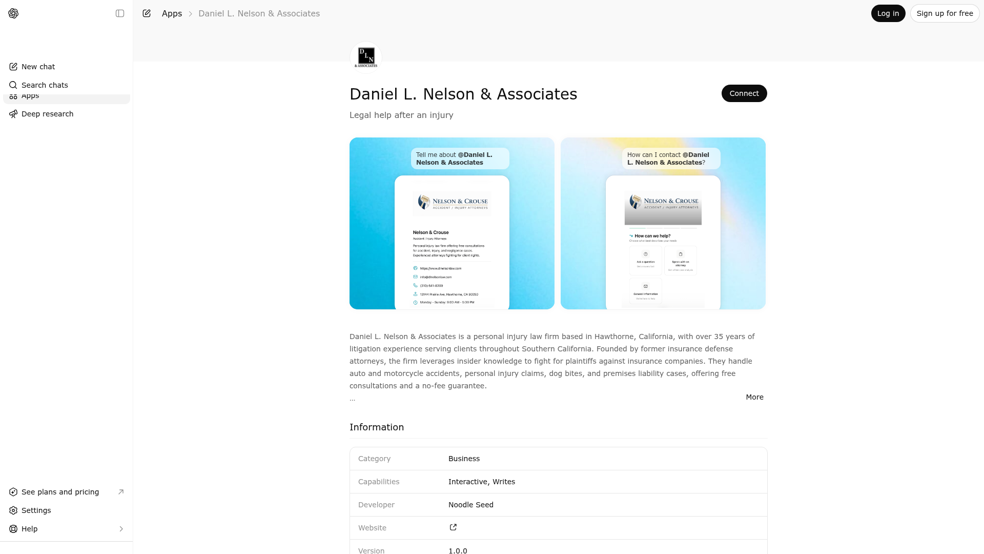 Screenshot of Daniel L. Nelson & Associates website