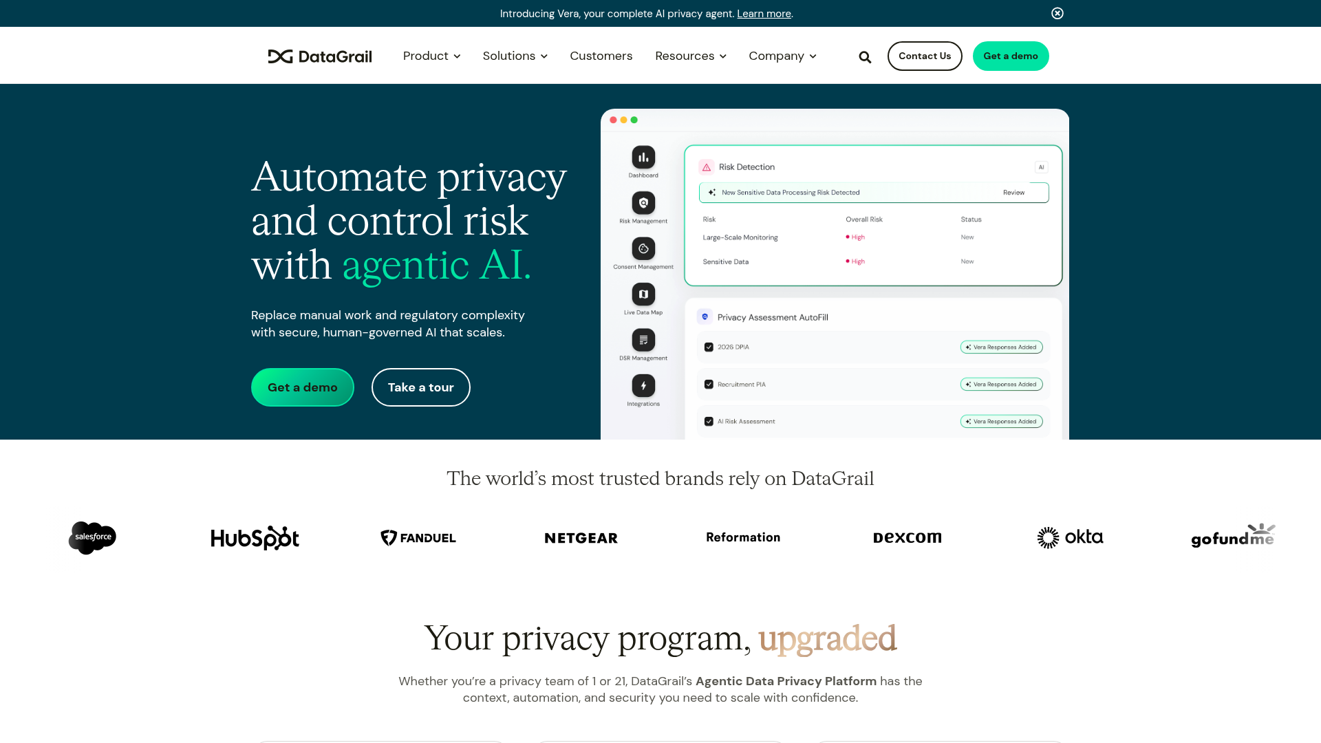 Screenshot of DataGrail website