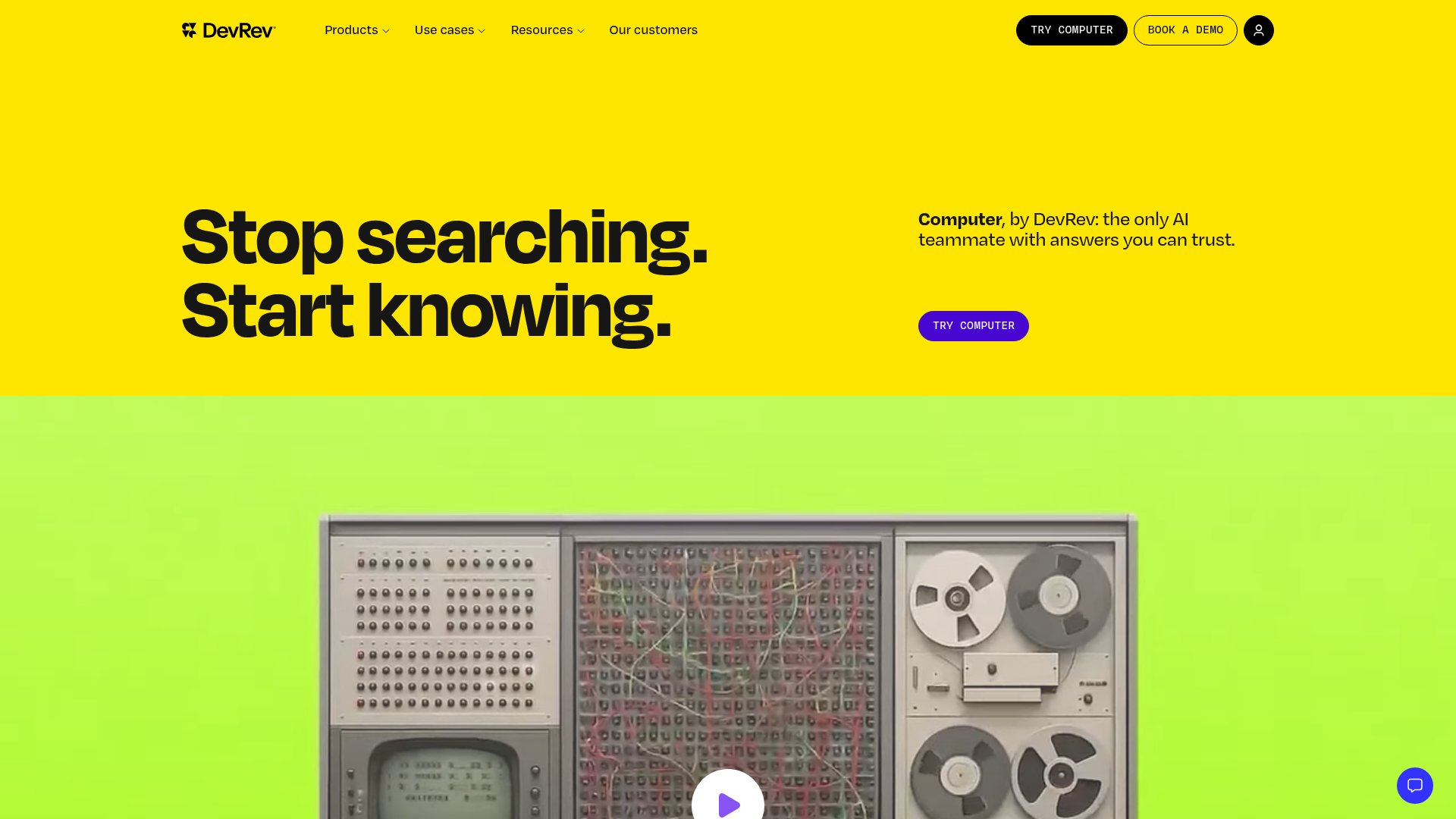 Screenshot of DevRev website