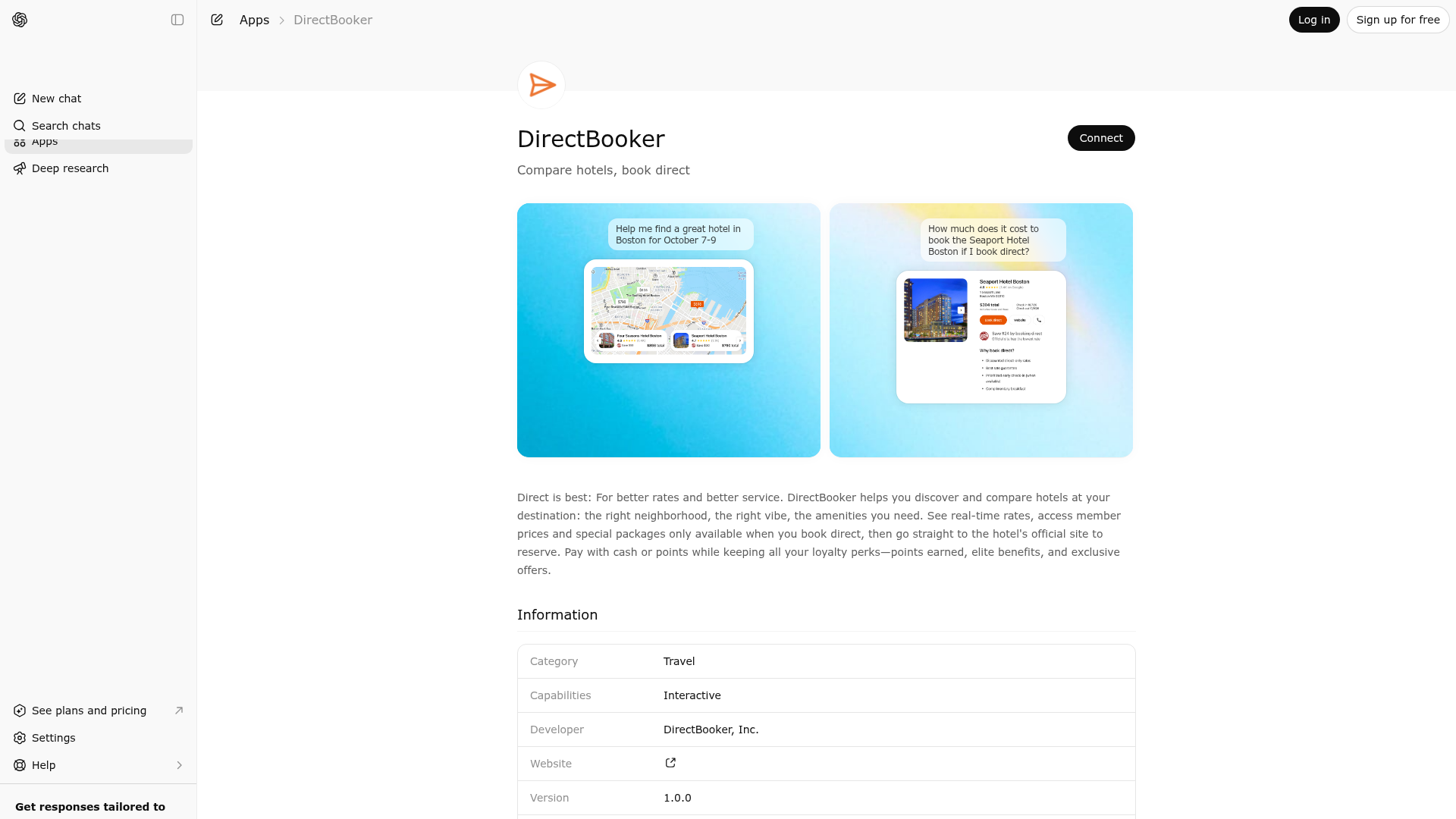 Screenshot of DirectBooker website