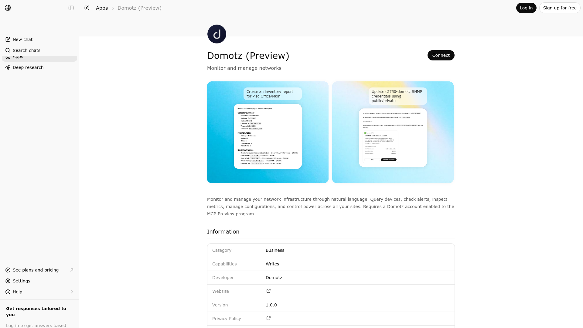Screenshot of Domotz (Preview) website