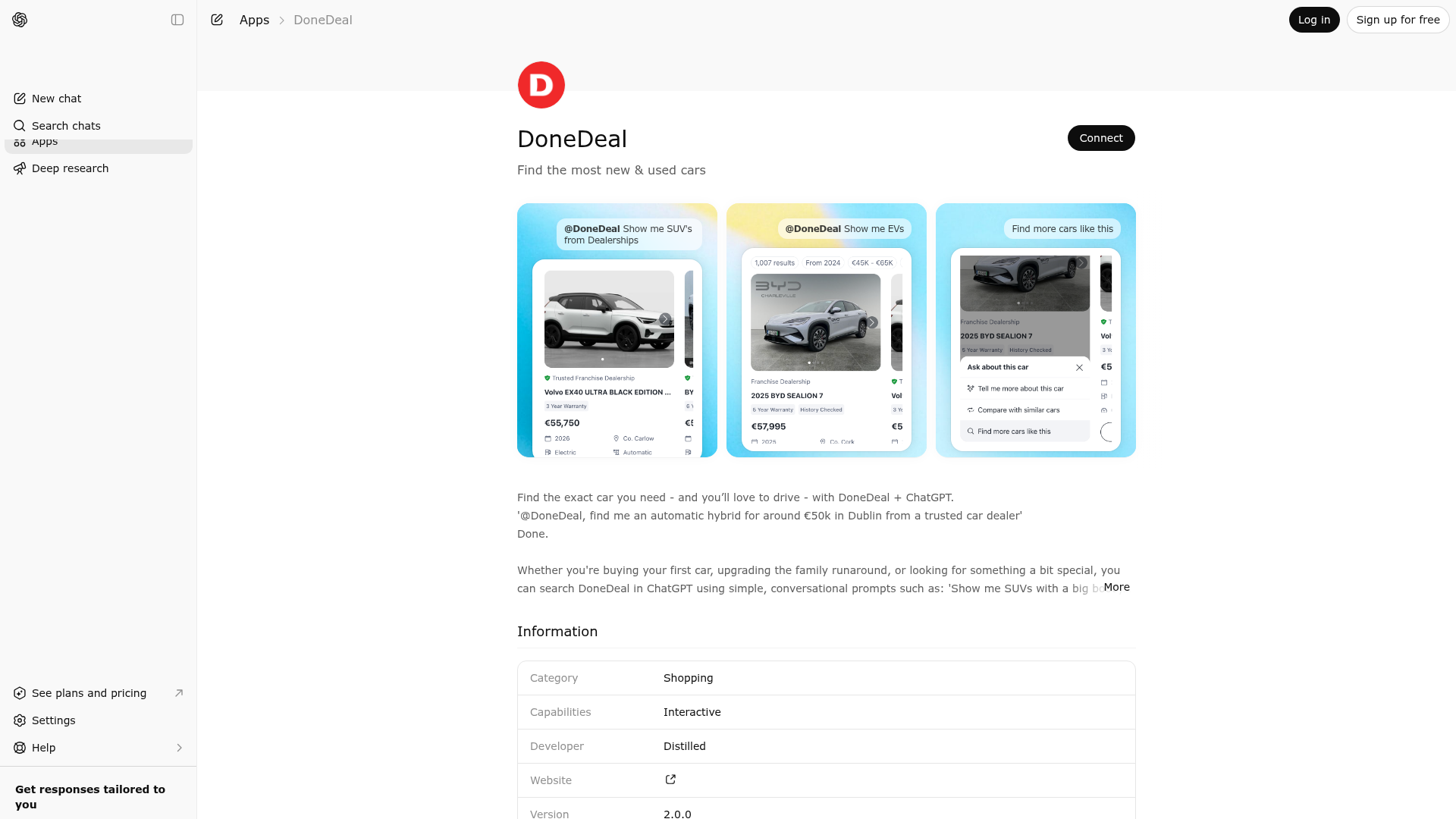 Screenshot of DoneDeal website
