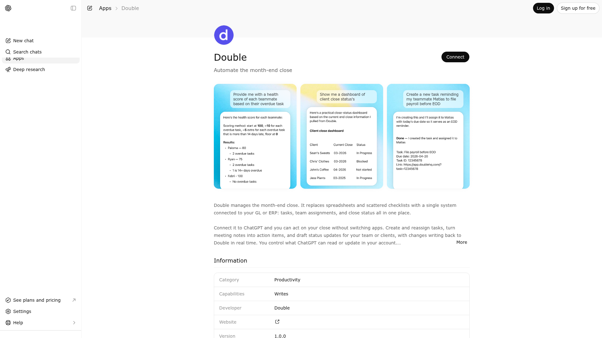 Screenshot of Double website