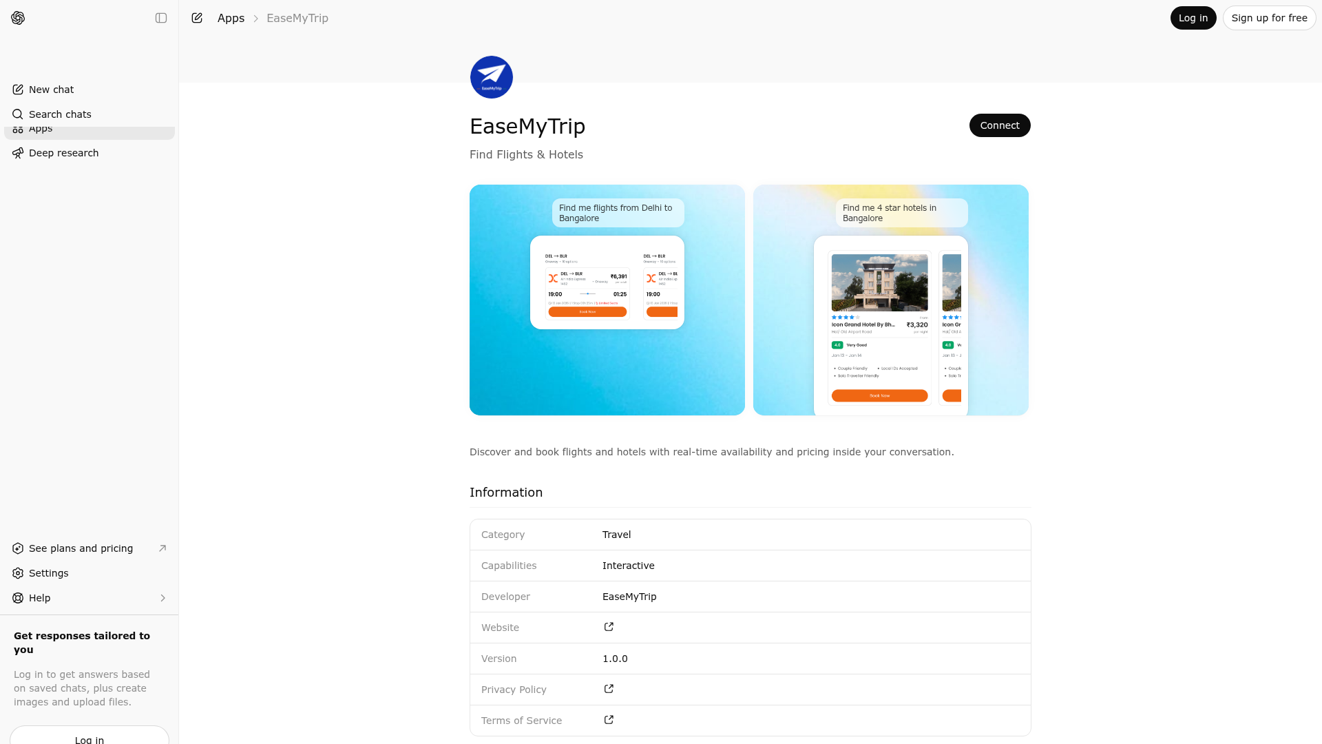 Screenshot of EaseMyTrip website