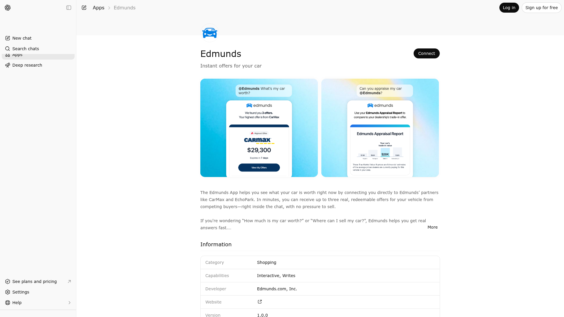 Screenshot of Edmunds website