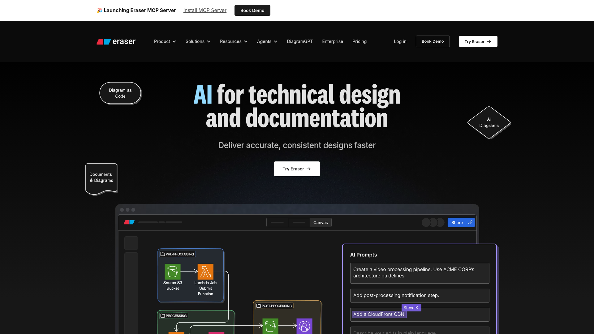 Screenshot of Eraser website