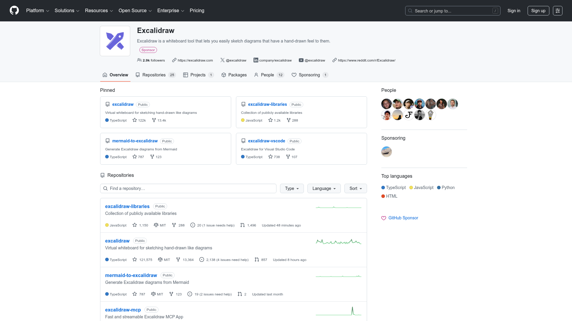 Screenshot of Excalidraw website