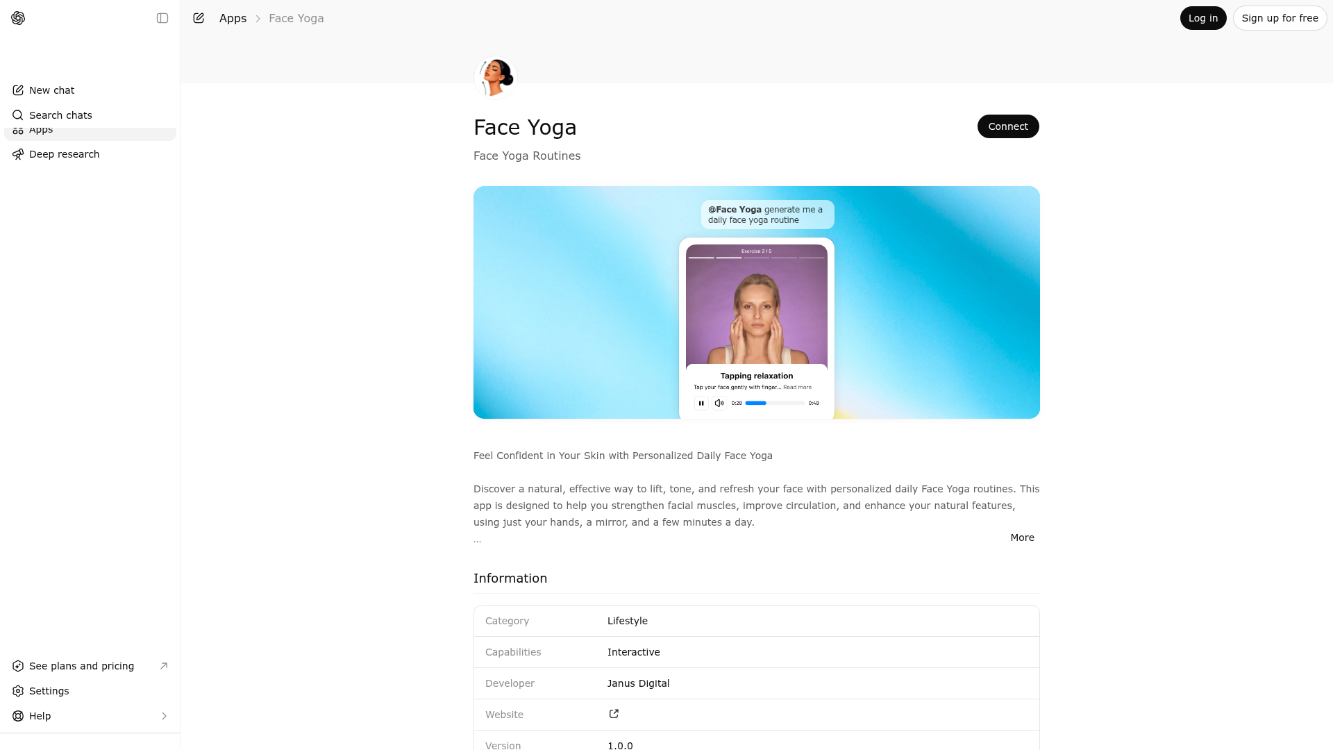 Screenshot of Face Yoga website