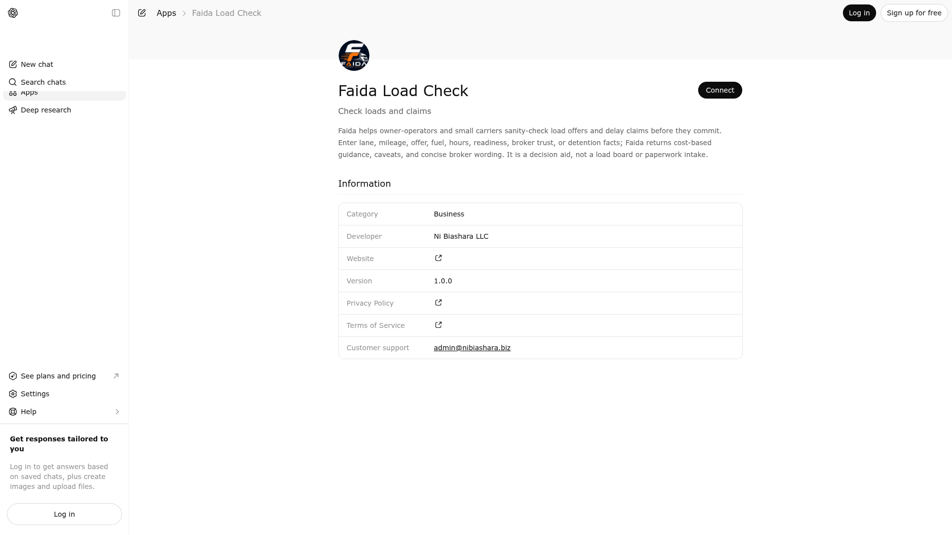 Screenshot of Faida Load Check website