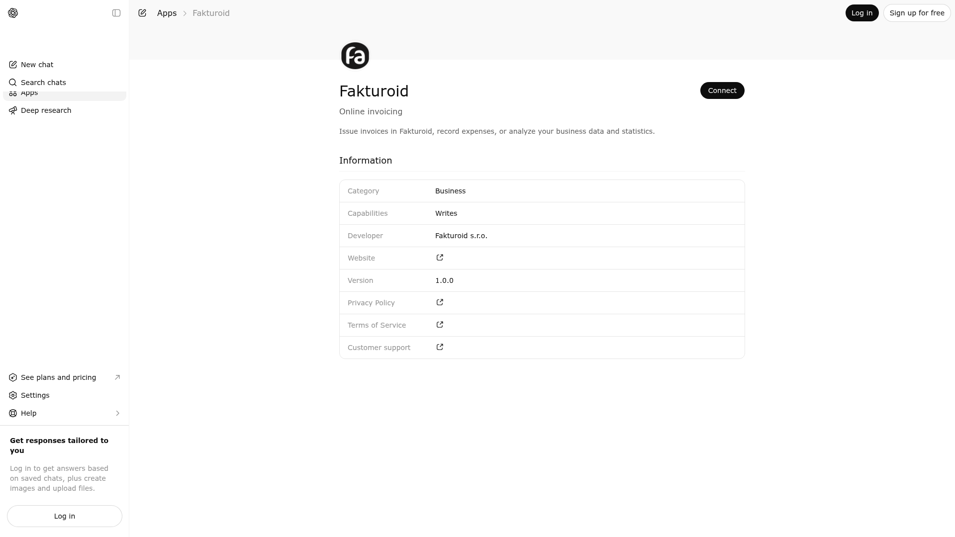 Screenshot of Fakturoid website