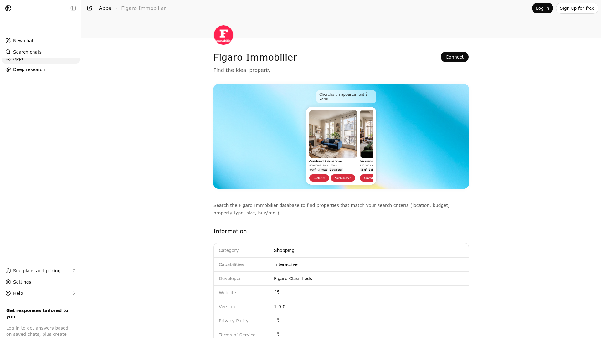 Screenshot of Figaro Immobilier website