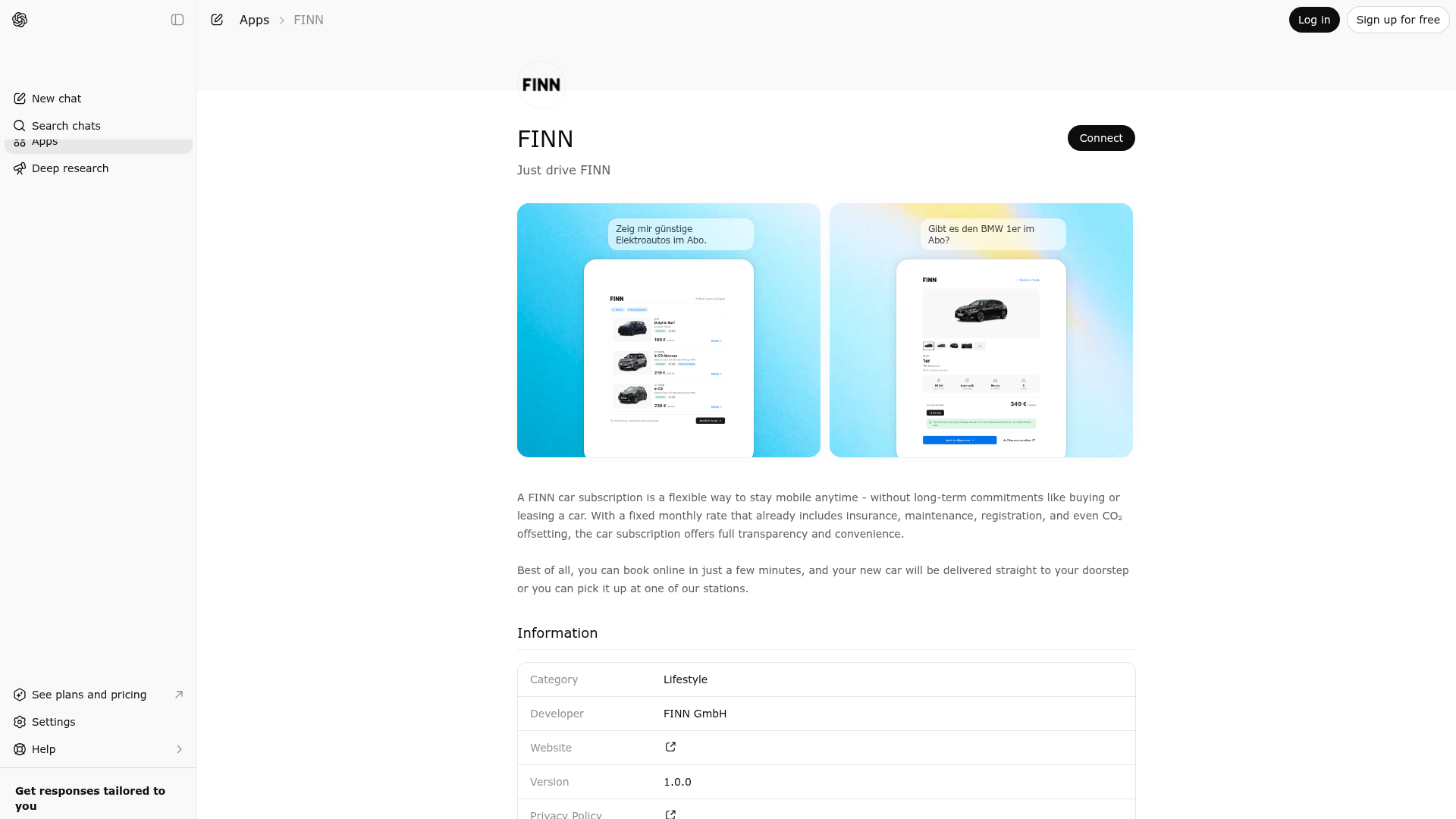 Screenshot of FINN website