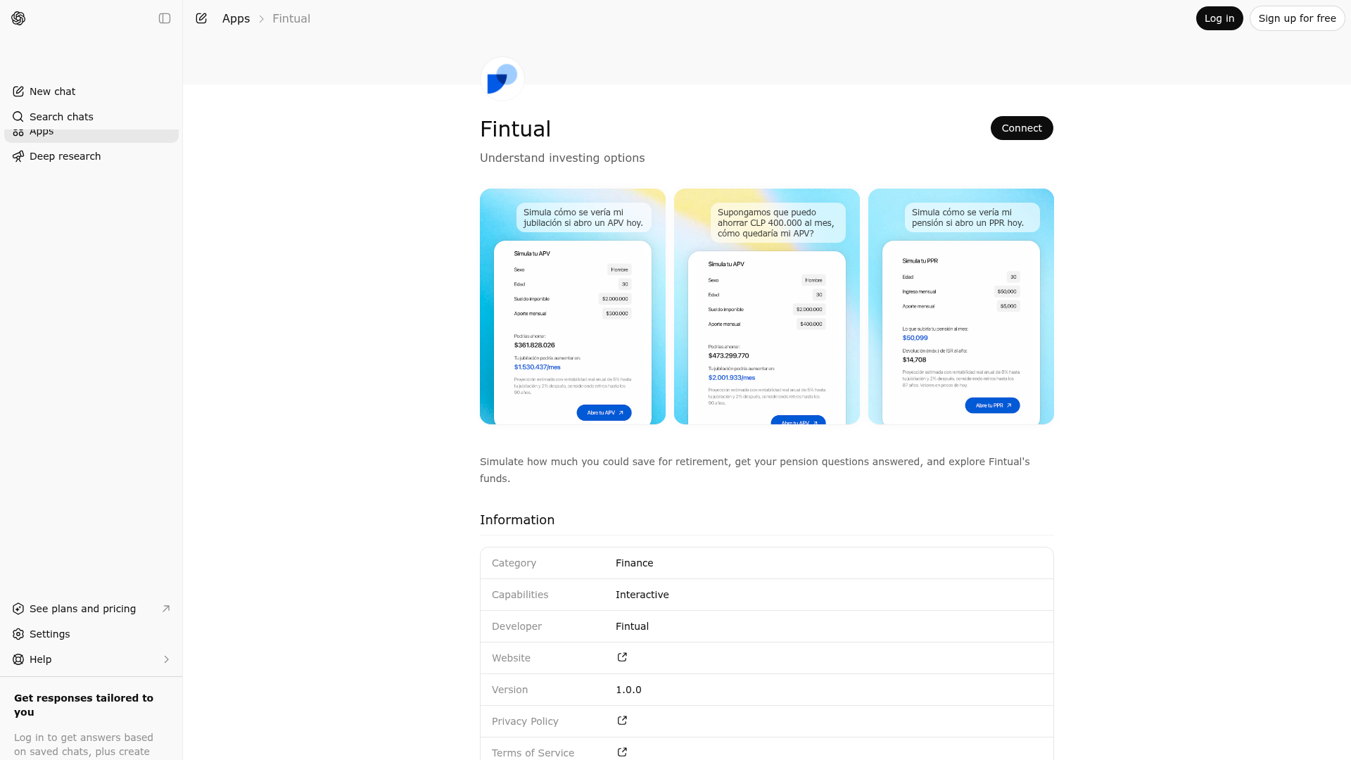 Screenshot of Fintual website
