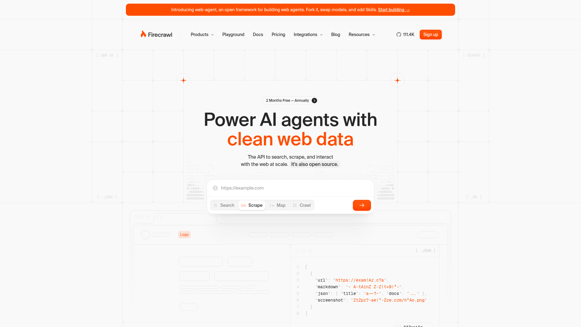 Screenshot of Firecrawl website