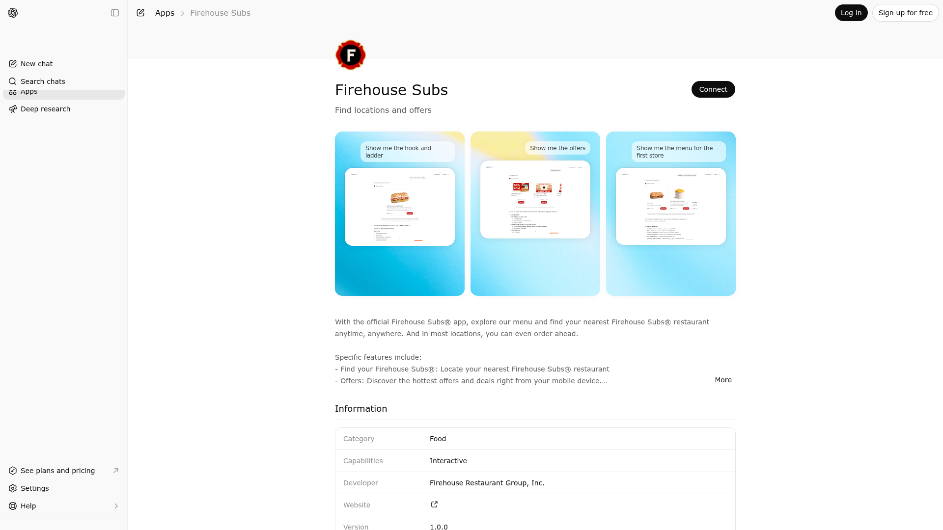 Screenshot of Firehouse Subs website