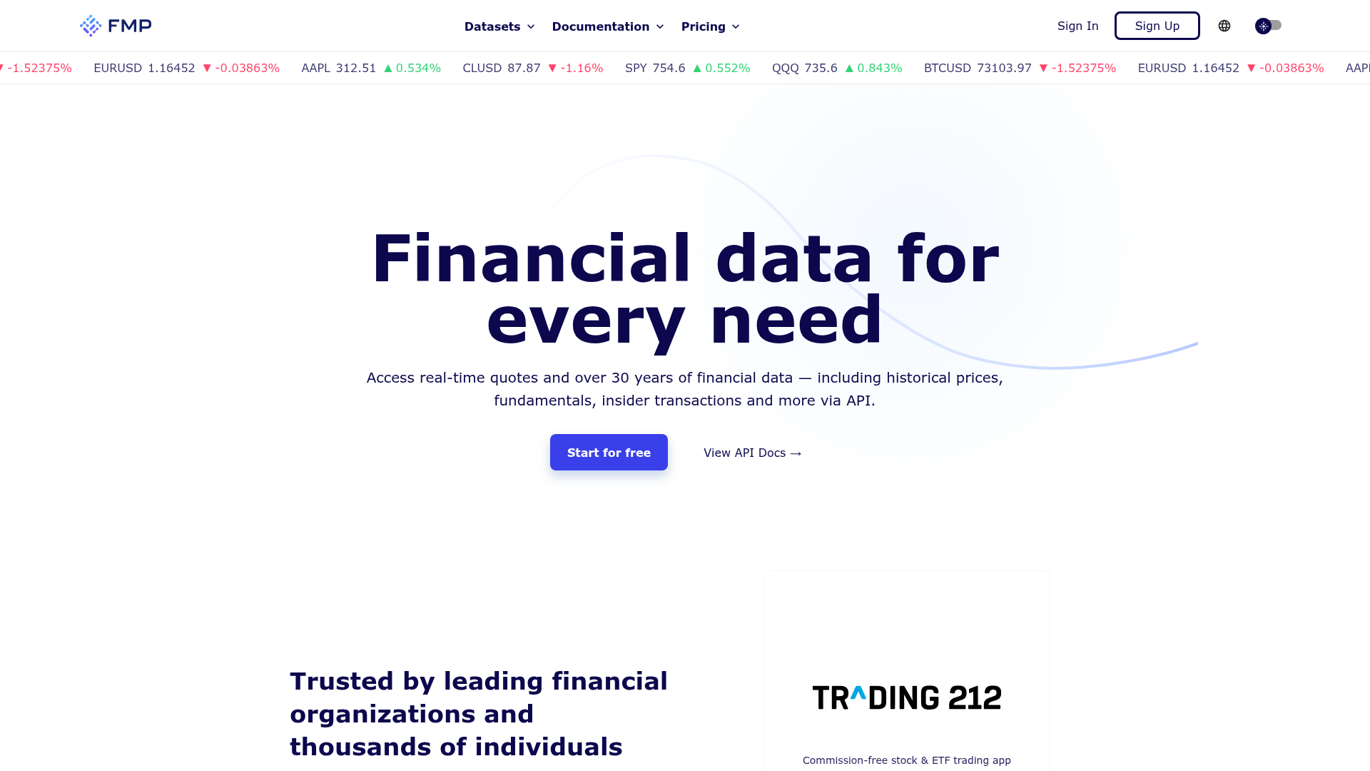 Screenshot of FMP website