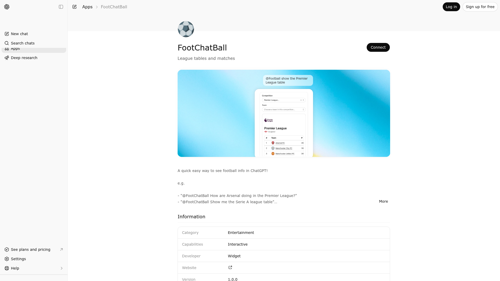 Screenshot of FootChatBall website