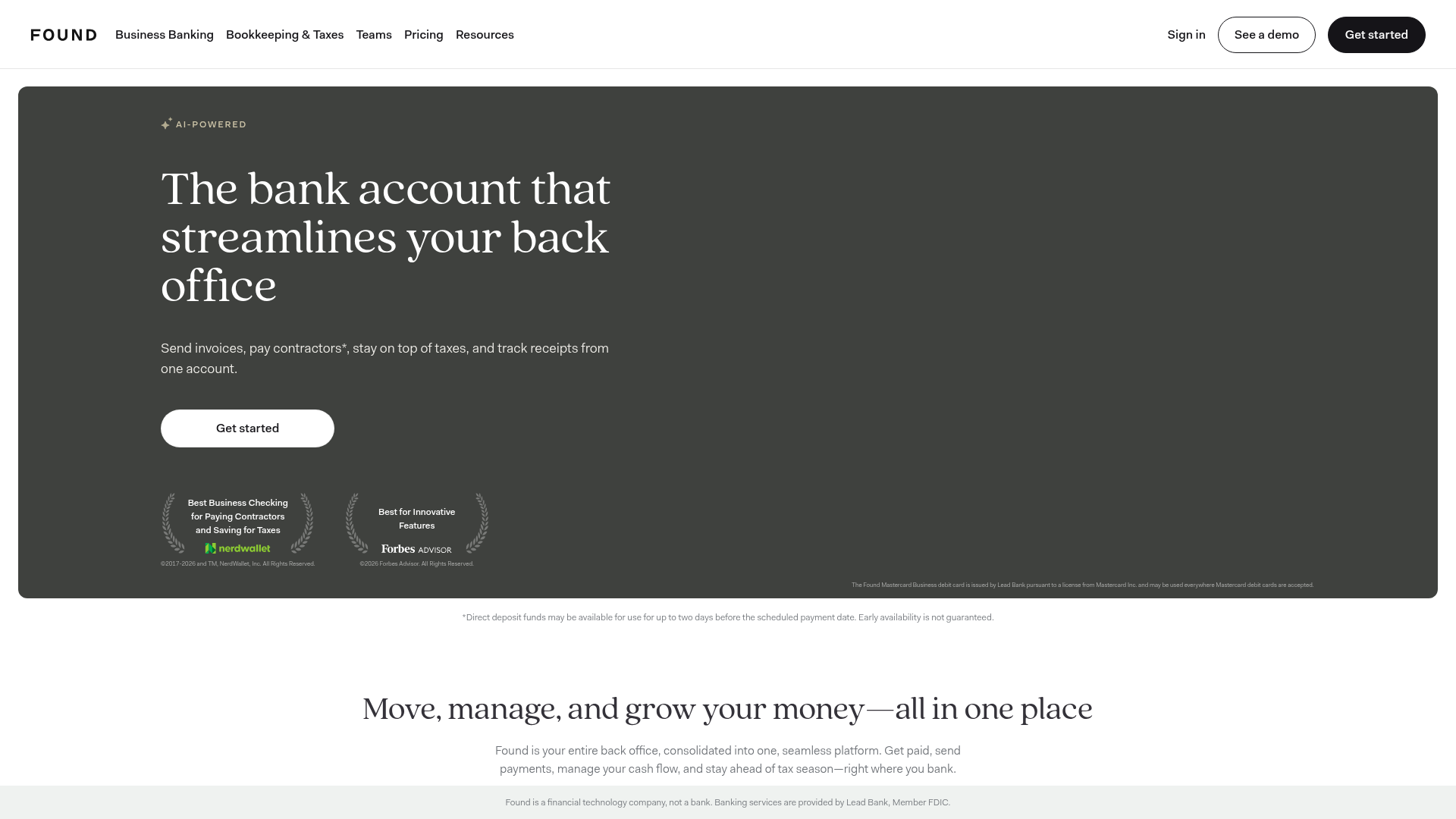 Screenshot of Found website