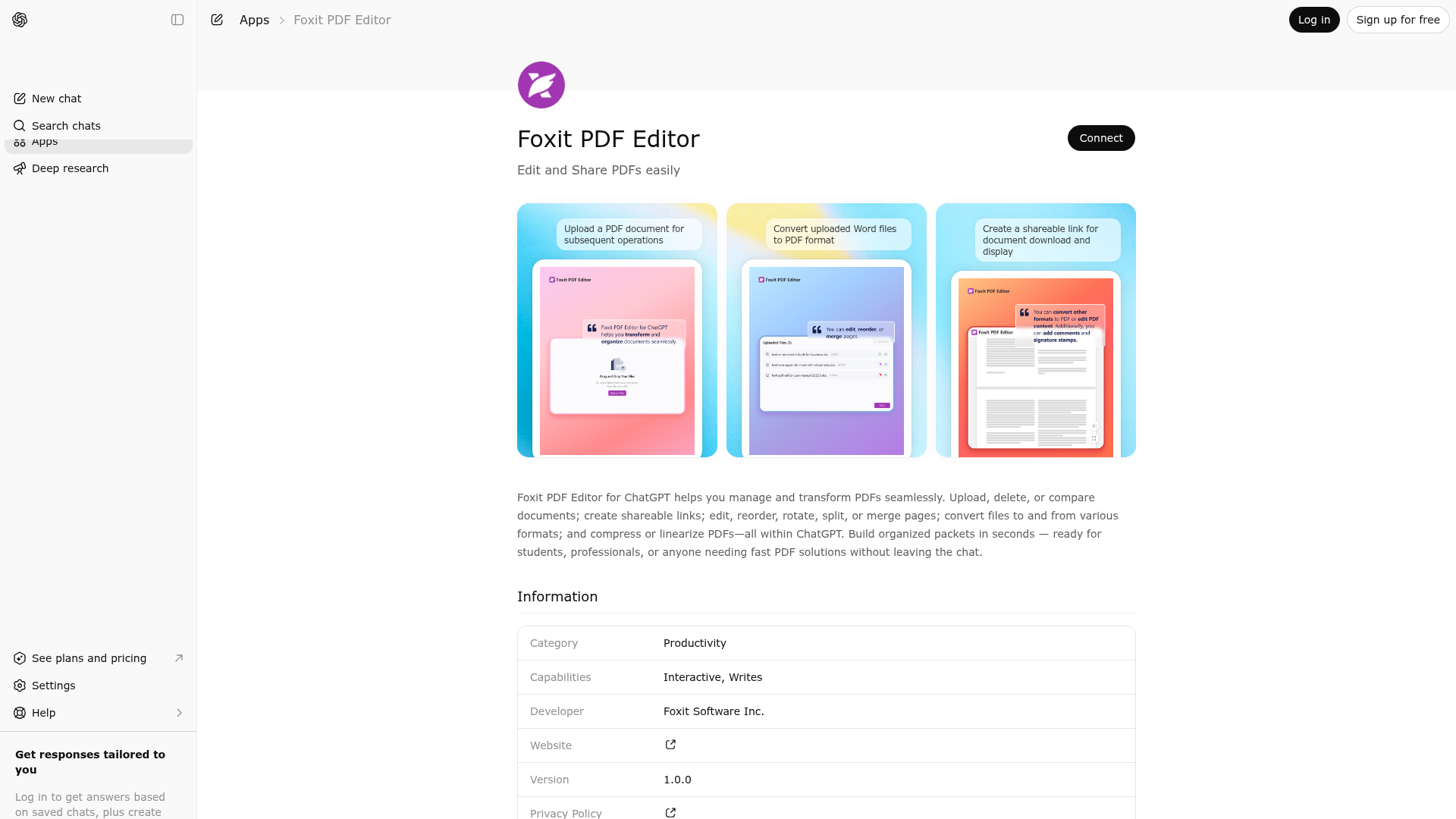Screenshot of Foxit PDF Editor website