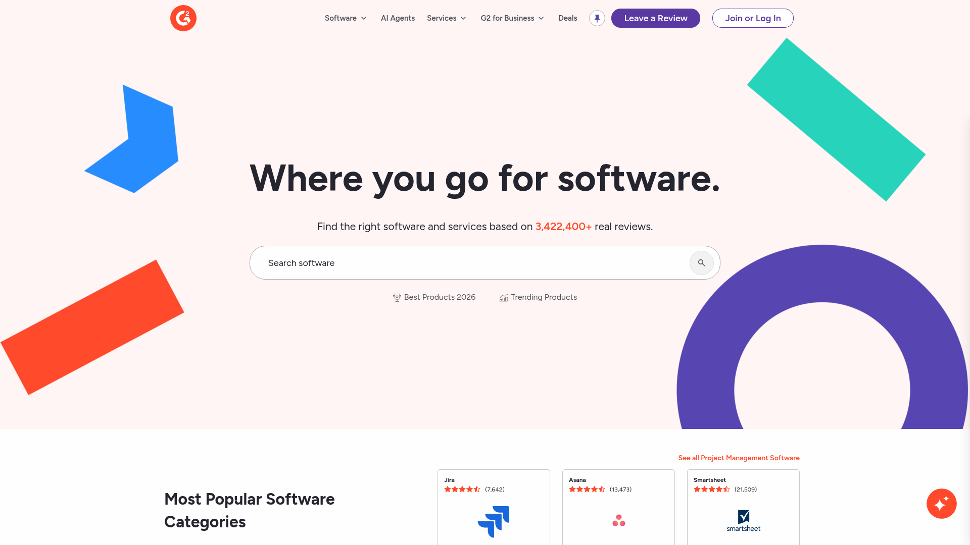 Screenshot of G2 website