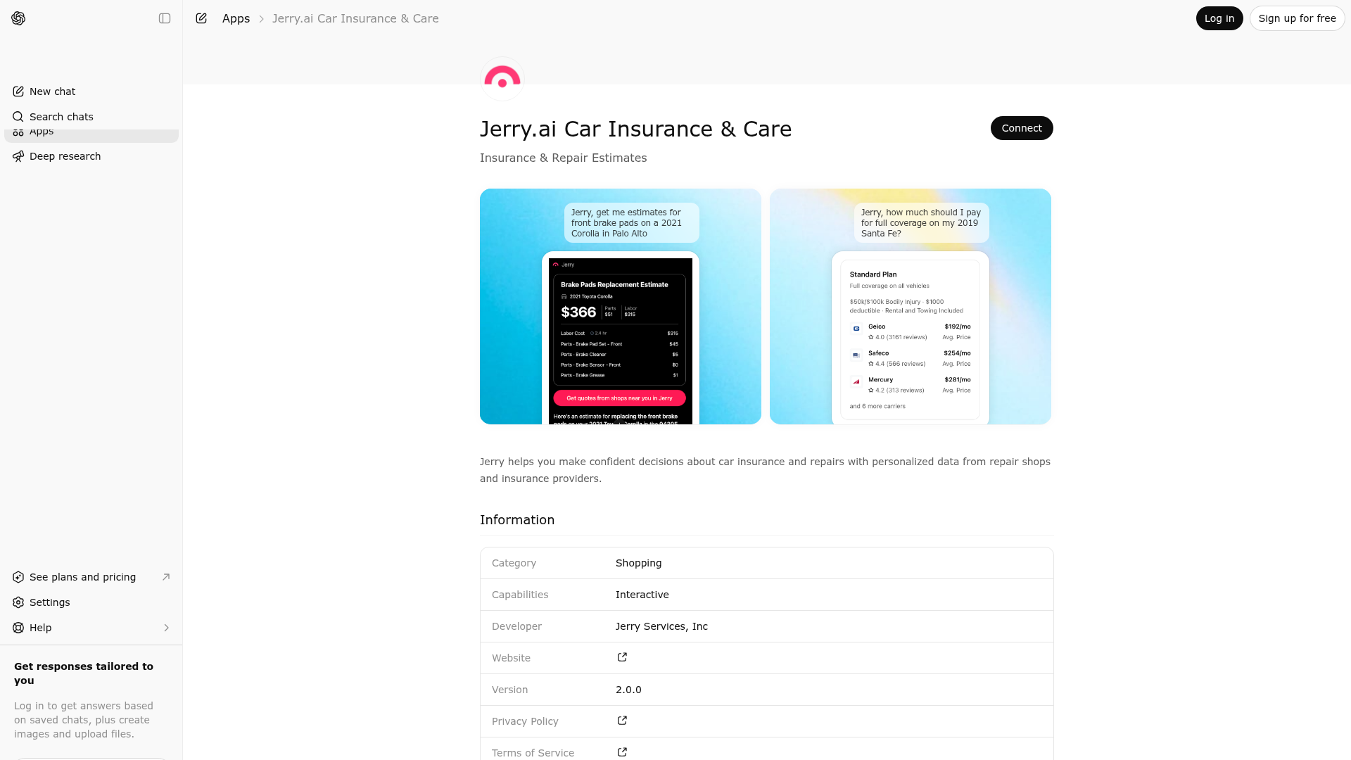 Screenshot of Jerry.ai Car Insurance & Care website