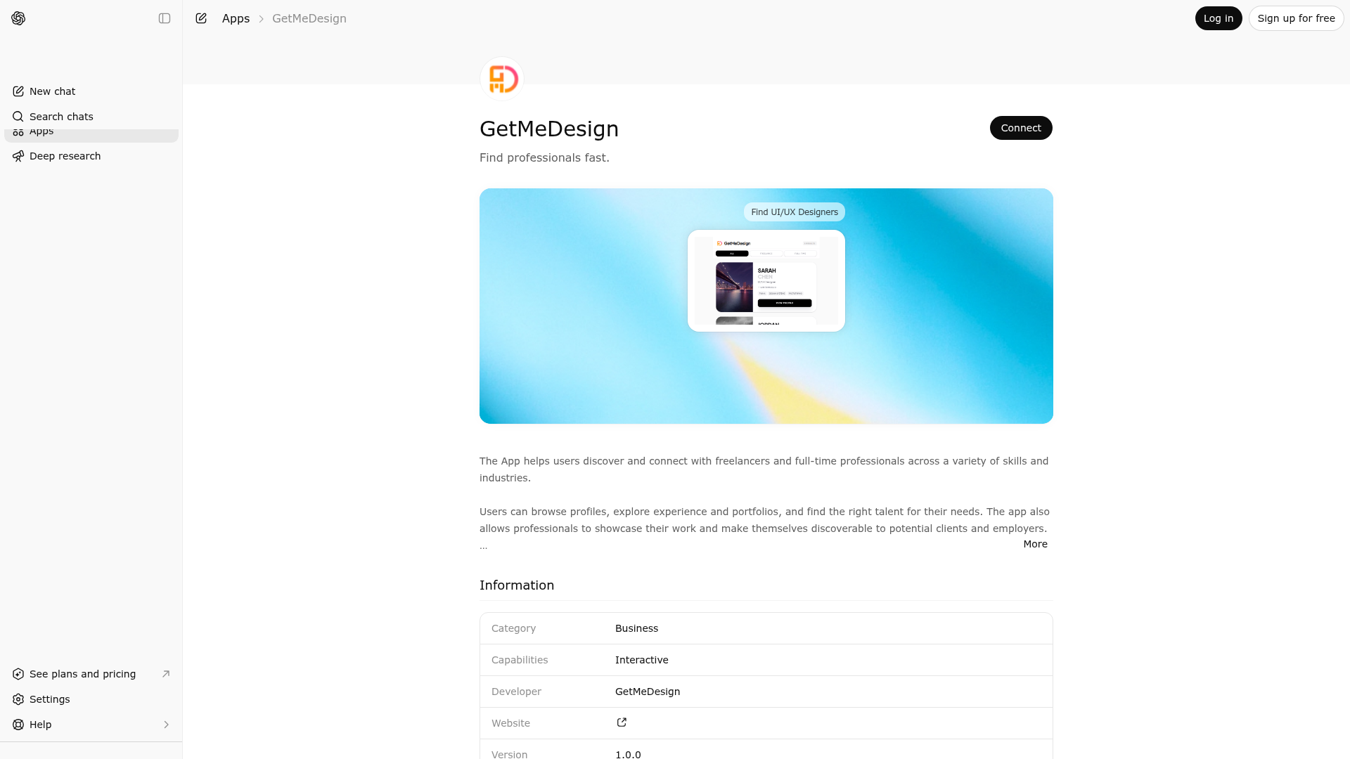 Screenshot of GetMeDesign website