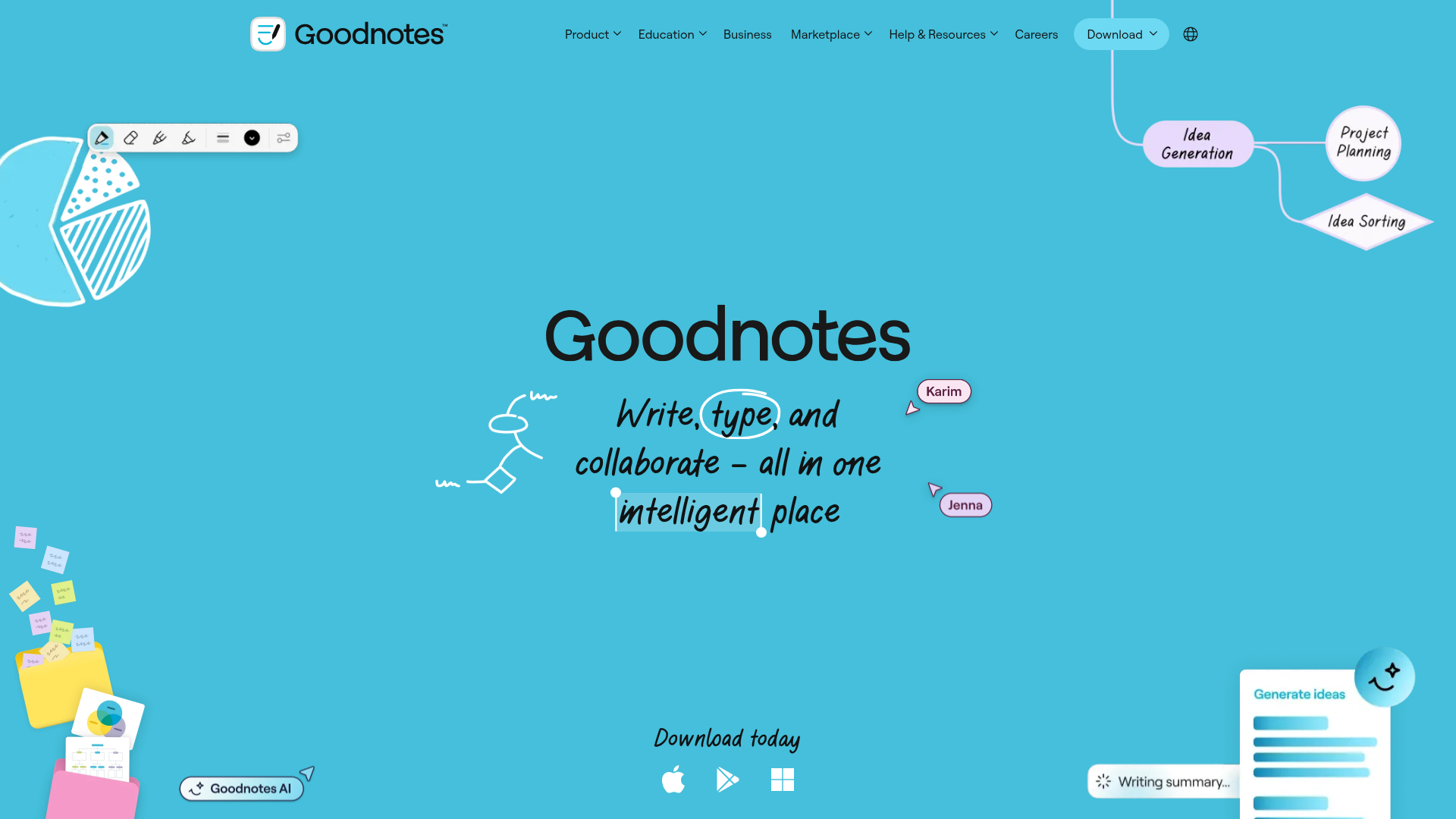Screenshot of Goodnotes website