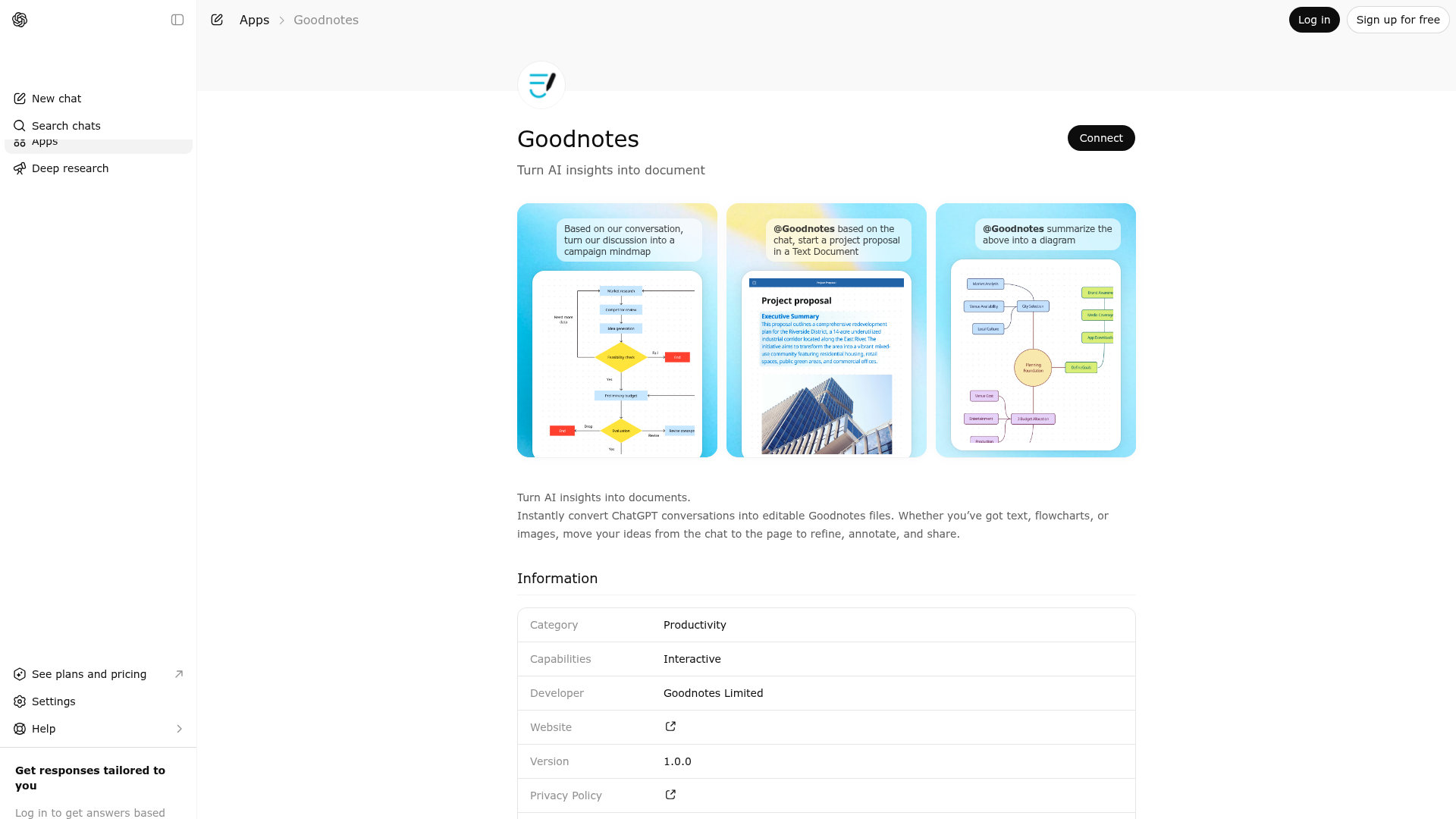 Screenshot of Goodnotes website
