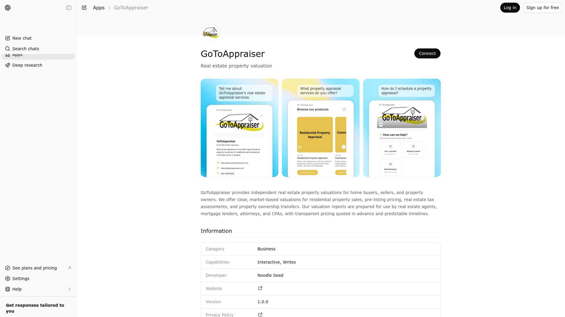 Screenshot of GoToAppraiser website