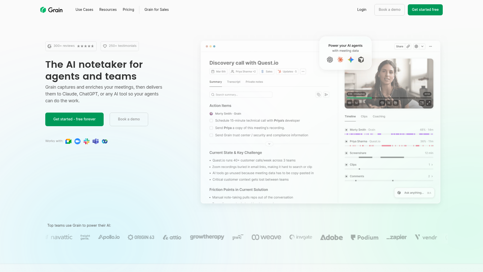 Screenshot of Grain website