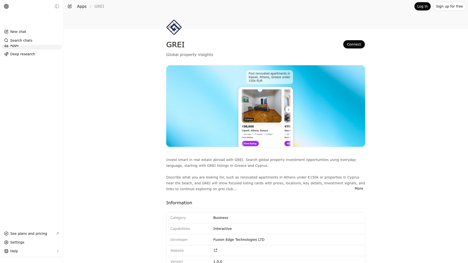 Screenshot of GREI website