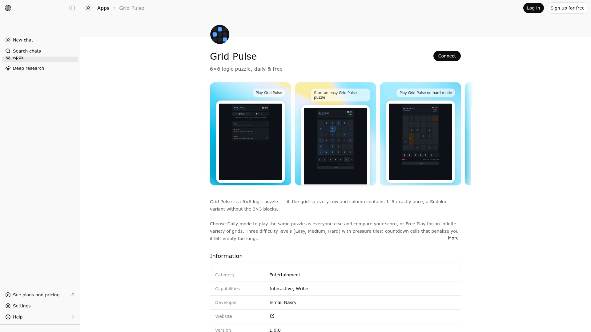 Screenshot of Grid Pulse website