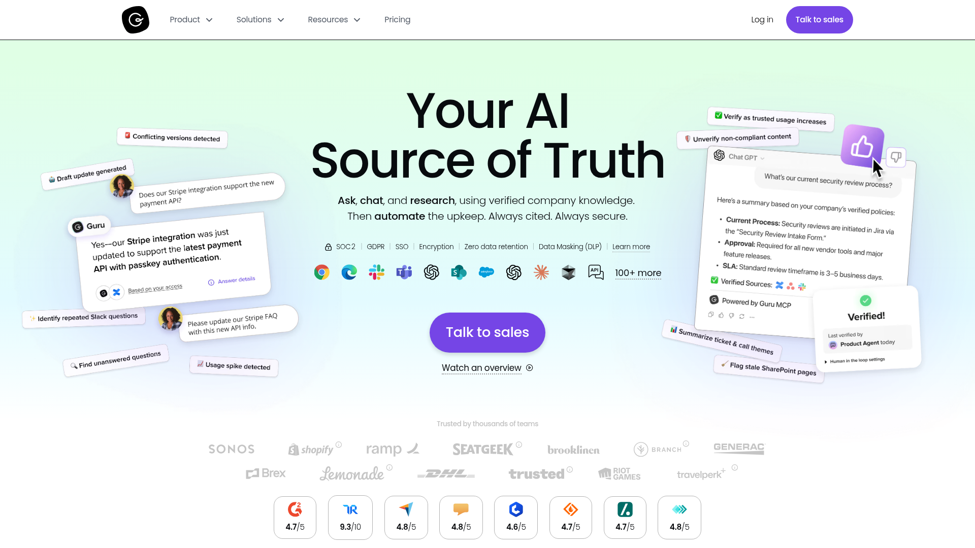 Screenshot of Guru website