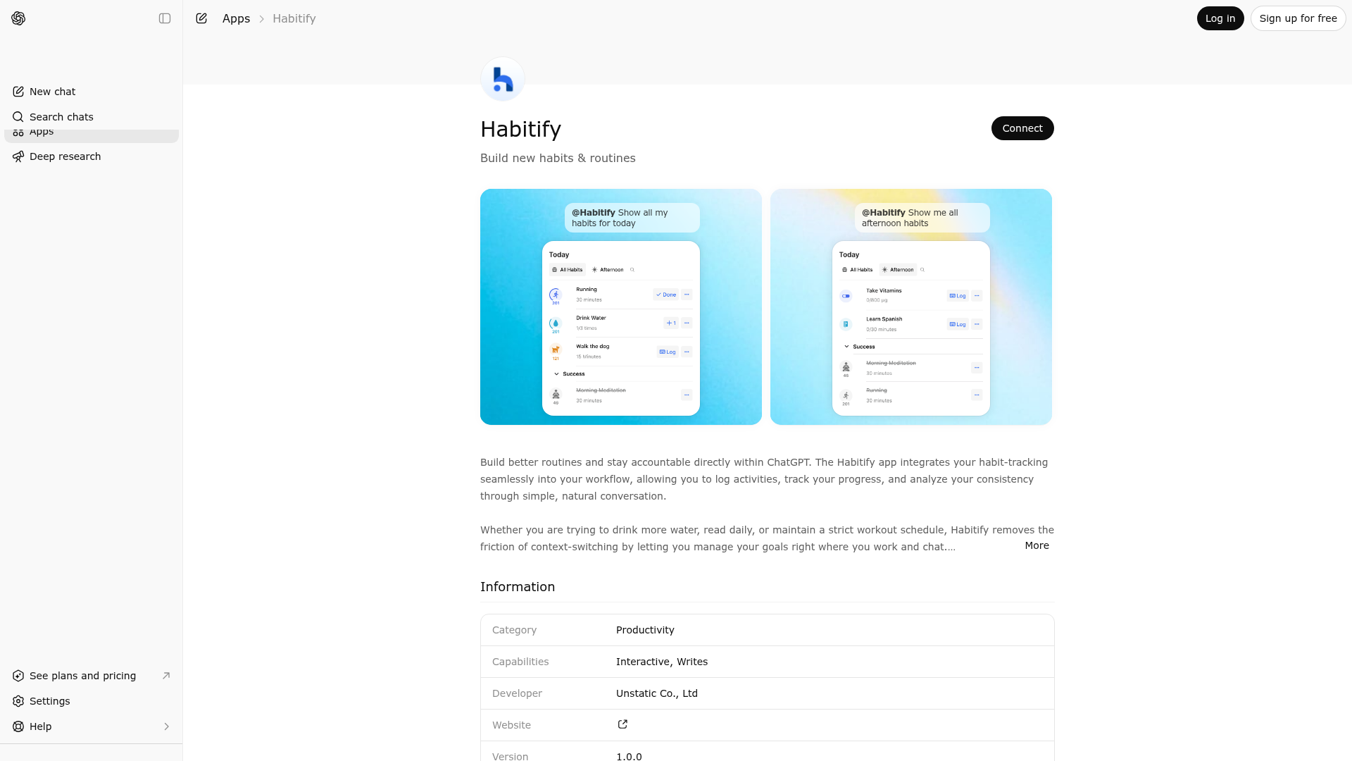 Screenshot of Habitify website