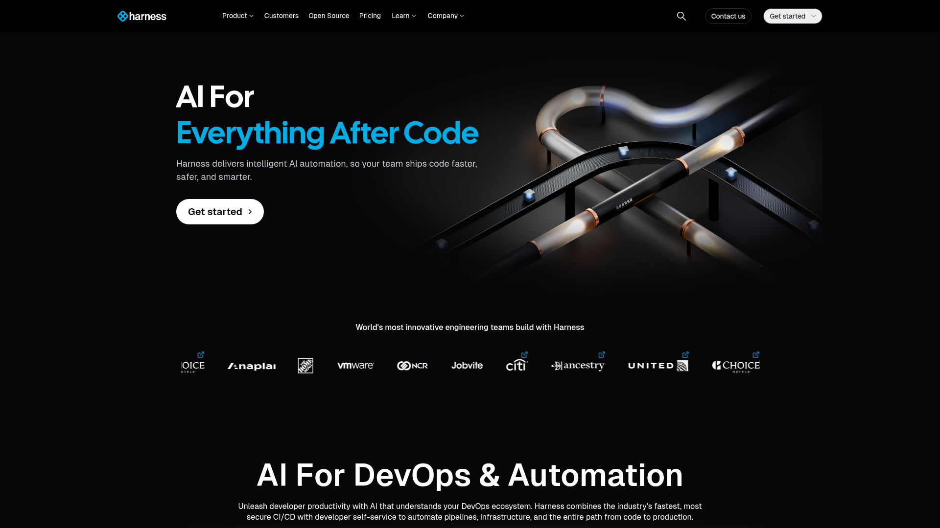 Screenshot of Harness.io website