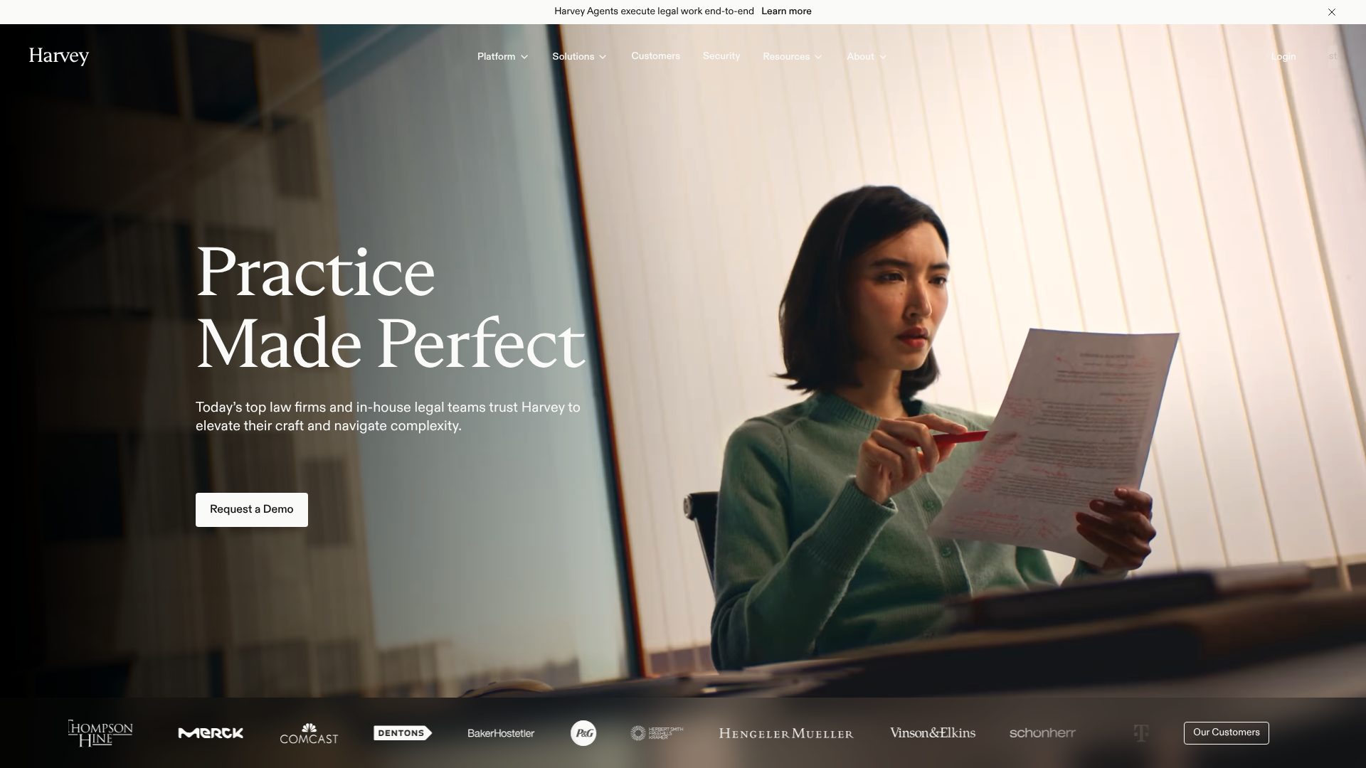 Screenshot of Harvey website