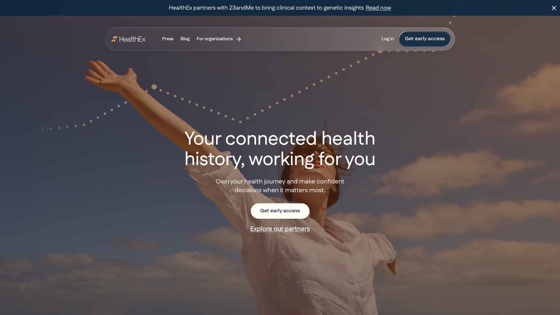 Screenshot of HealthEx website