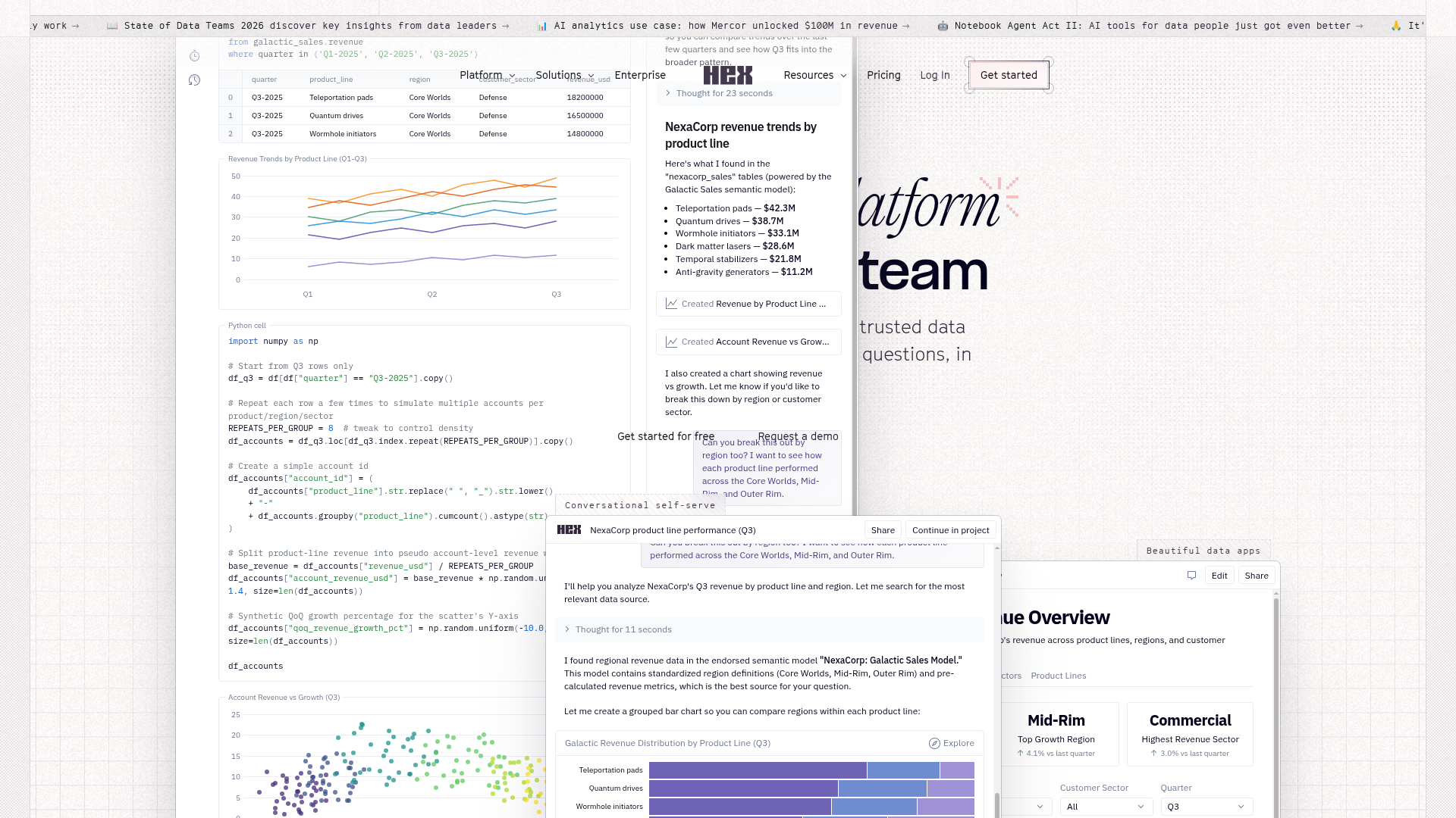 Screenshot of Hex website