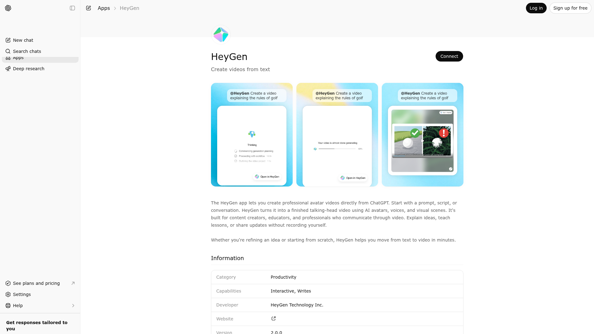 Screenshot of HeyGen website