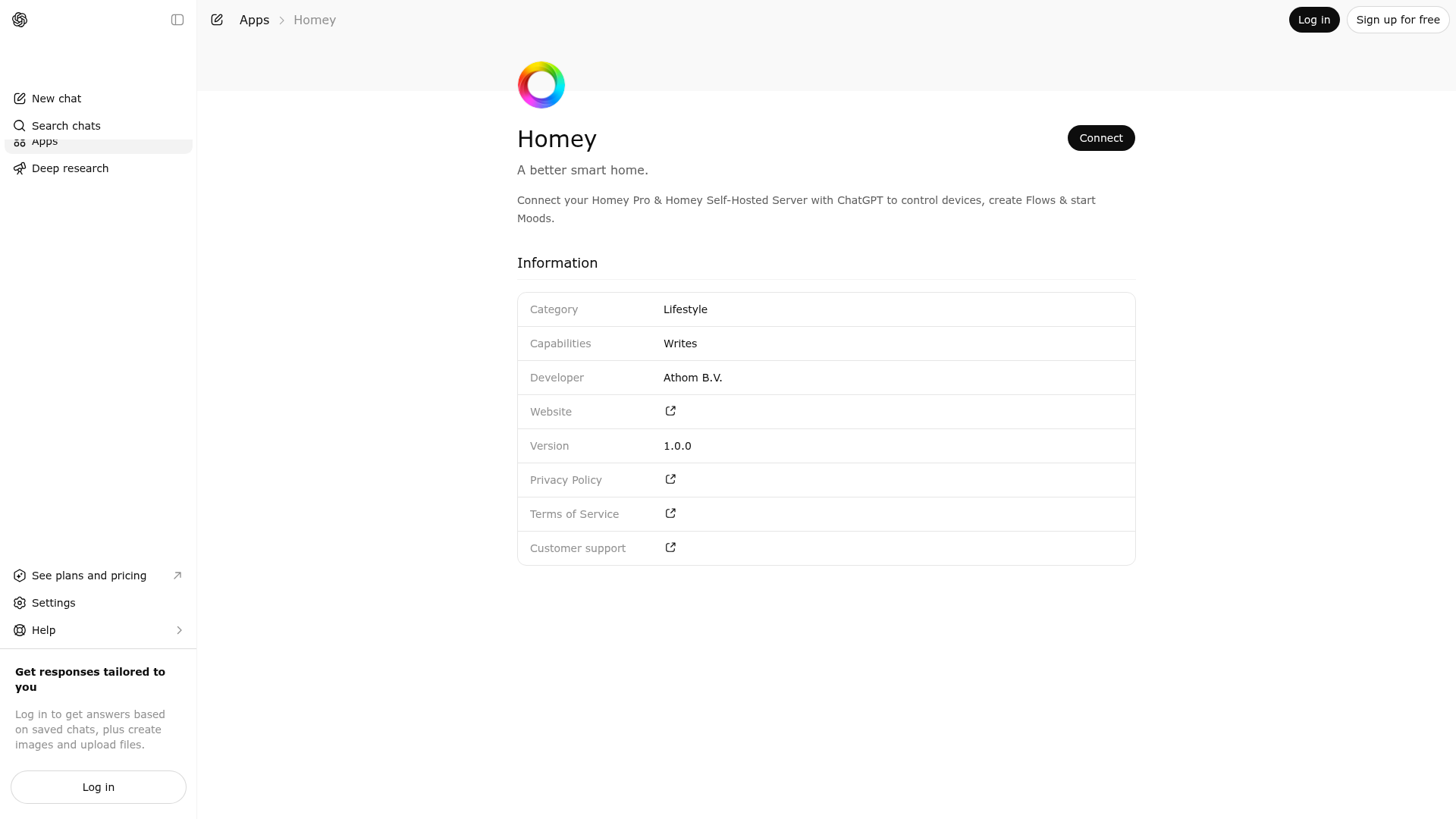 Screenshot of Homey website