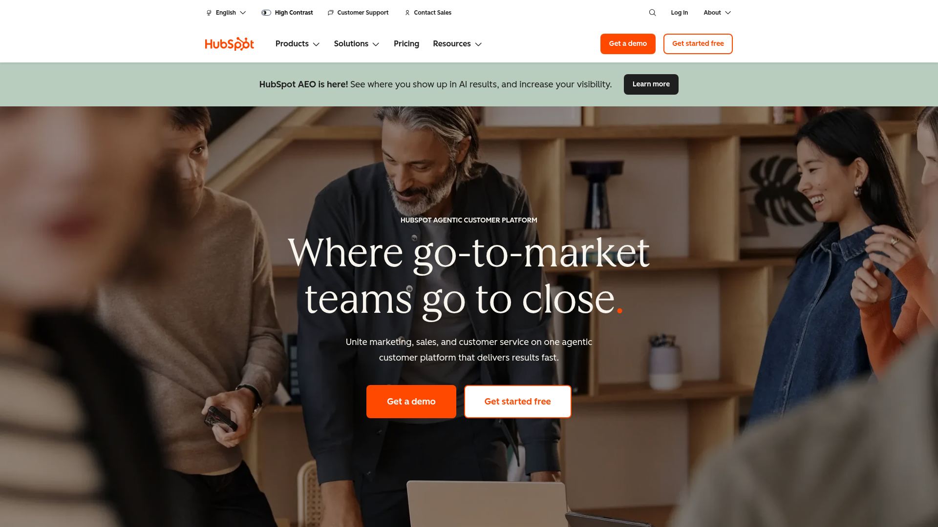 Screenshot of HubSpot website