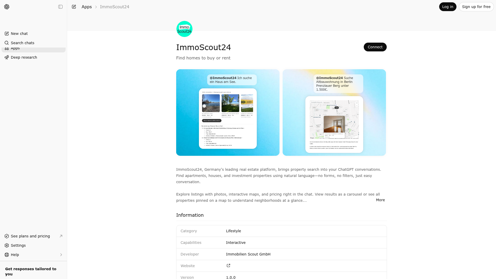 Screenshot of ImmoScout24 website