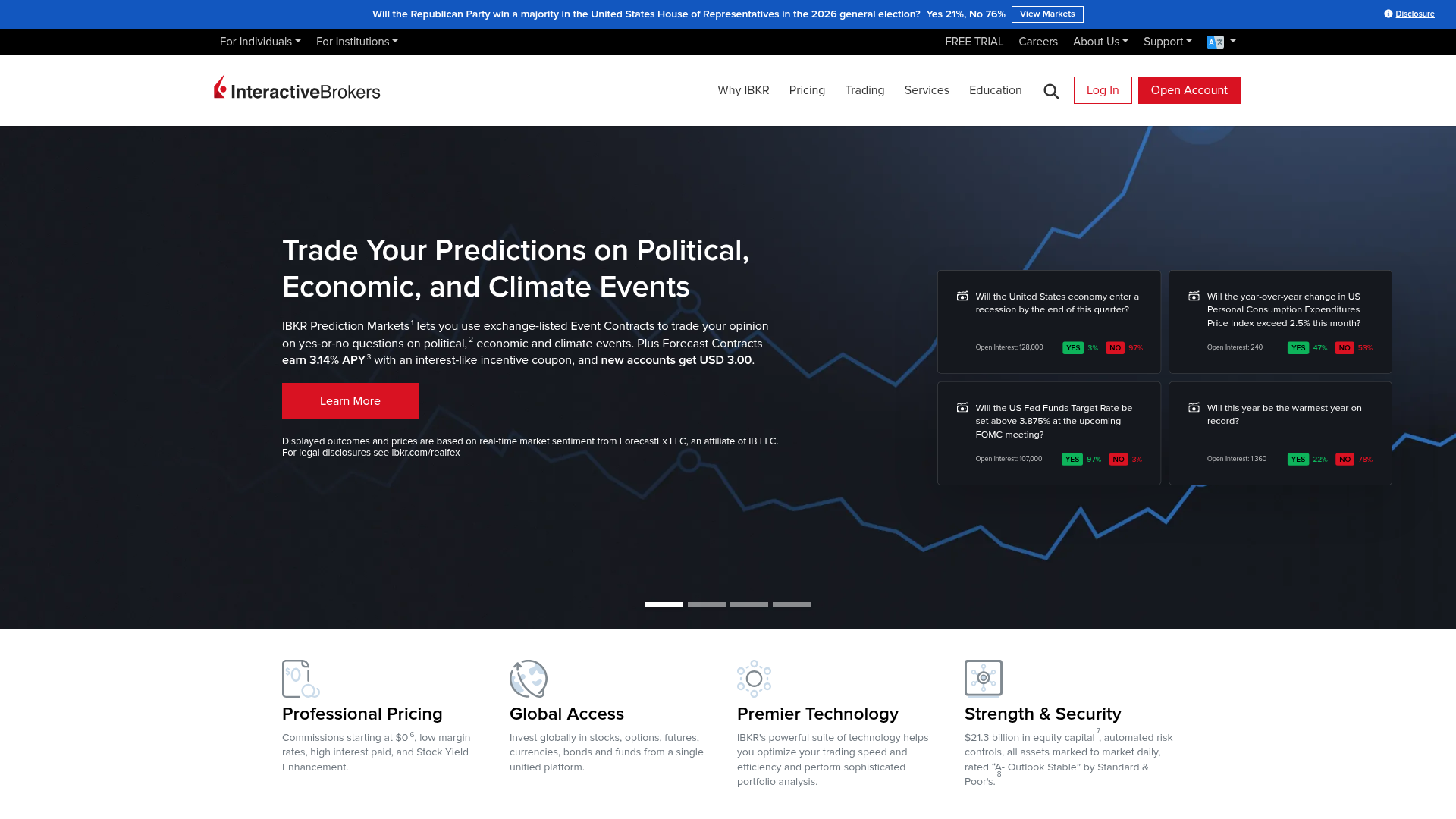 Screenshot of Interactive Brokers (IBKR) website