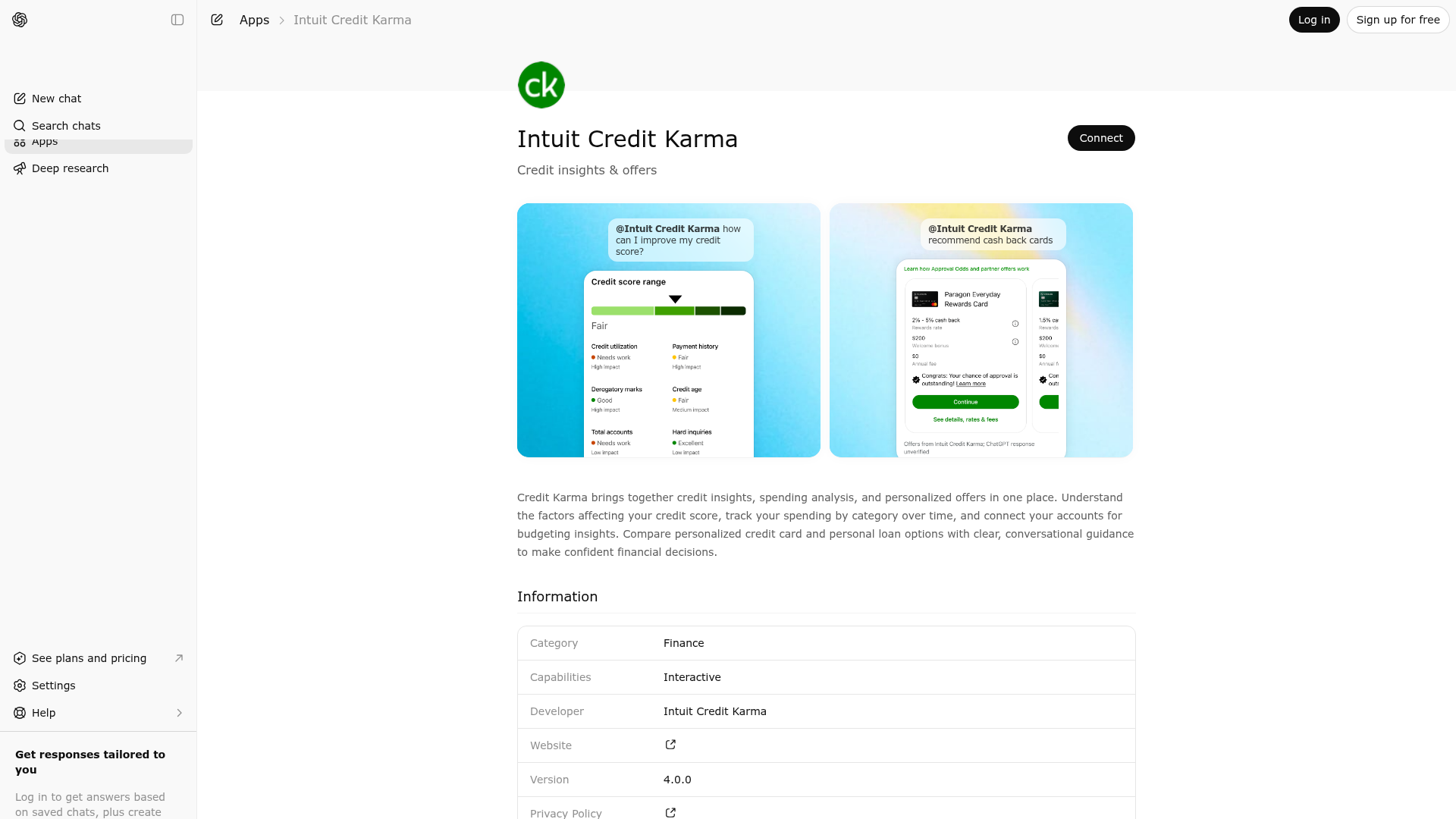 Screenshot of Intuit Credit Karma website