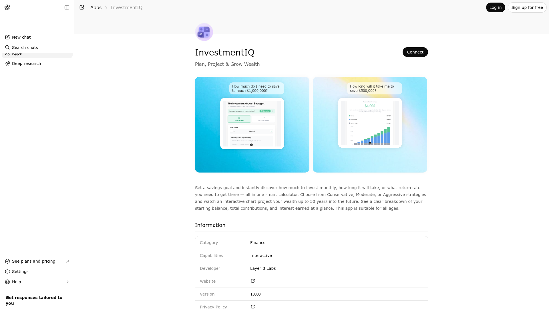 Screenshot of InvestmentIQ website