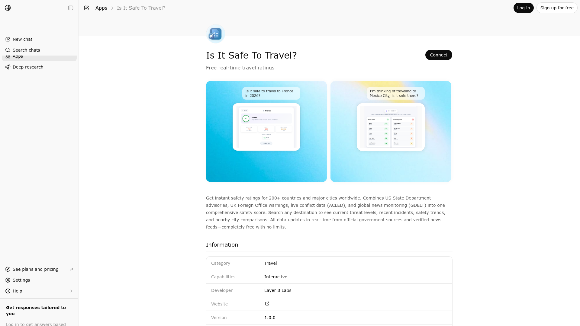 Screenshot of Is It Safe To Travel? website