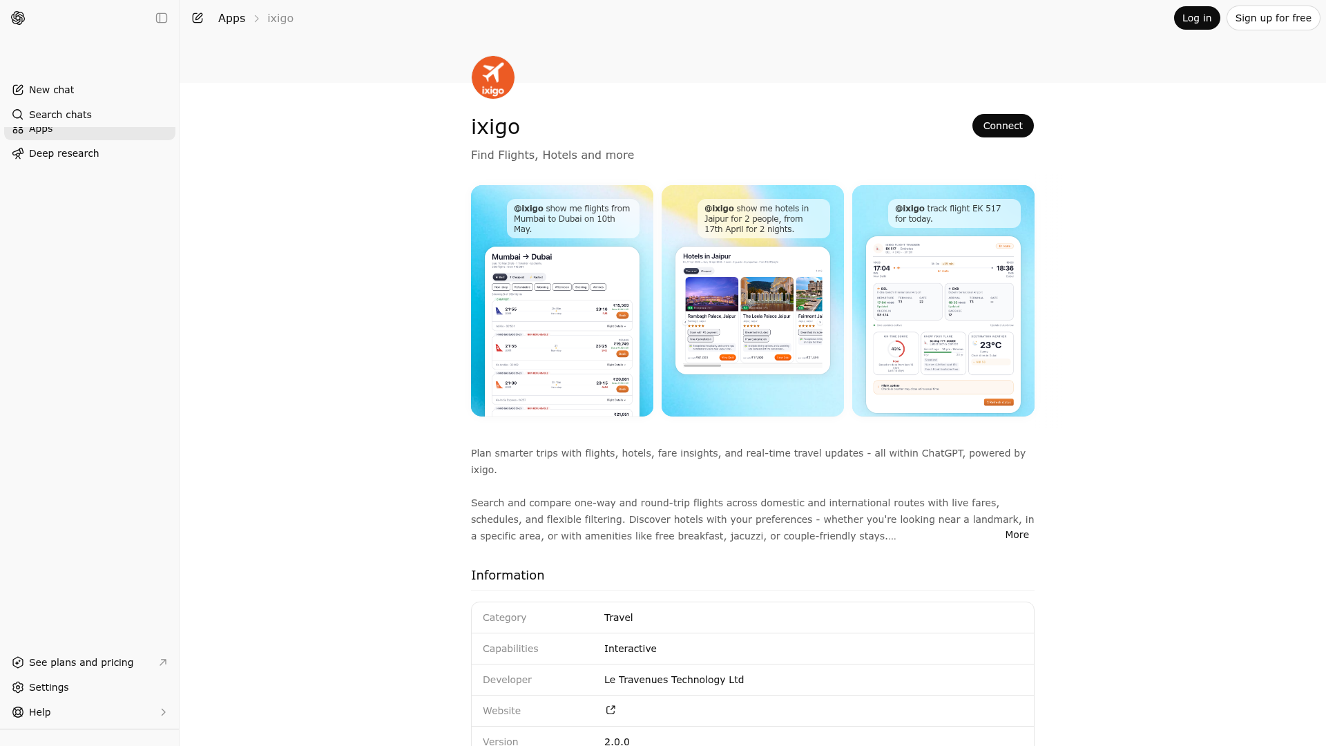 Screenshot of ixigo website
